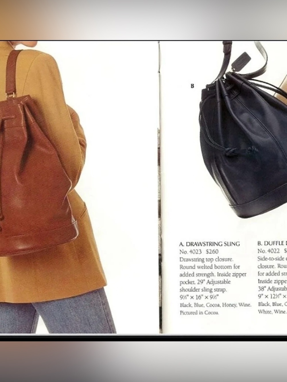 Coach Bixby vintage black leather drawstring closure sling shoulder bag backpack
